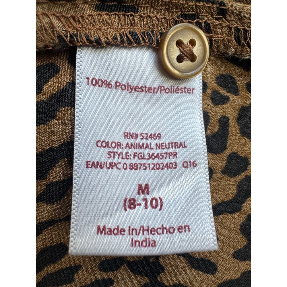 Leopard Print Button Front Blouse Womens M Animal Print Shirt - Picture 10 of 11
